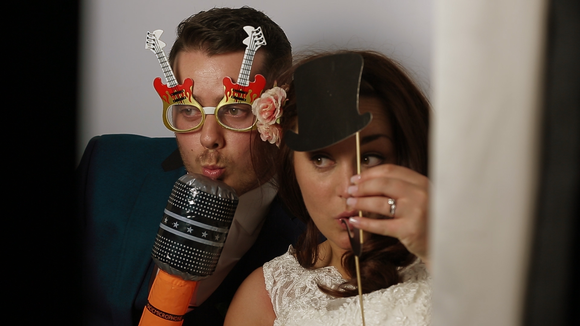 Photo booth of bride and groom